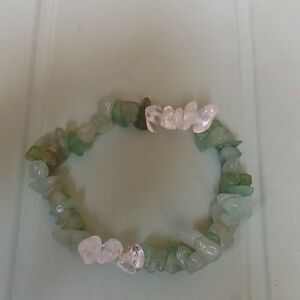 Natural Stone Bracelet with Green and White Accents